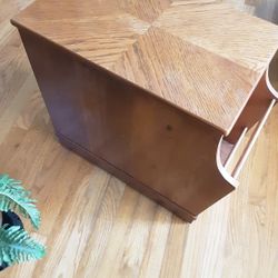 Vintage Oak Functional Side Table 