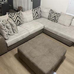 Fabric Sectional Sofa (L-Shape) and ottoman 