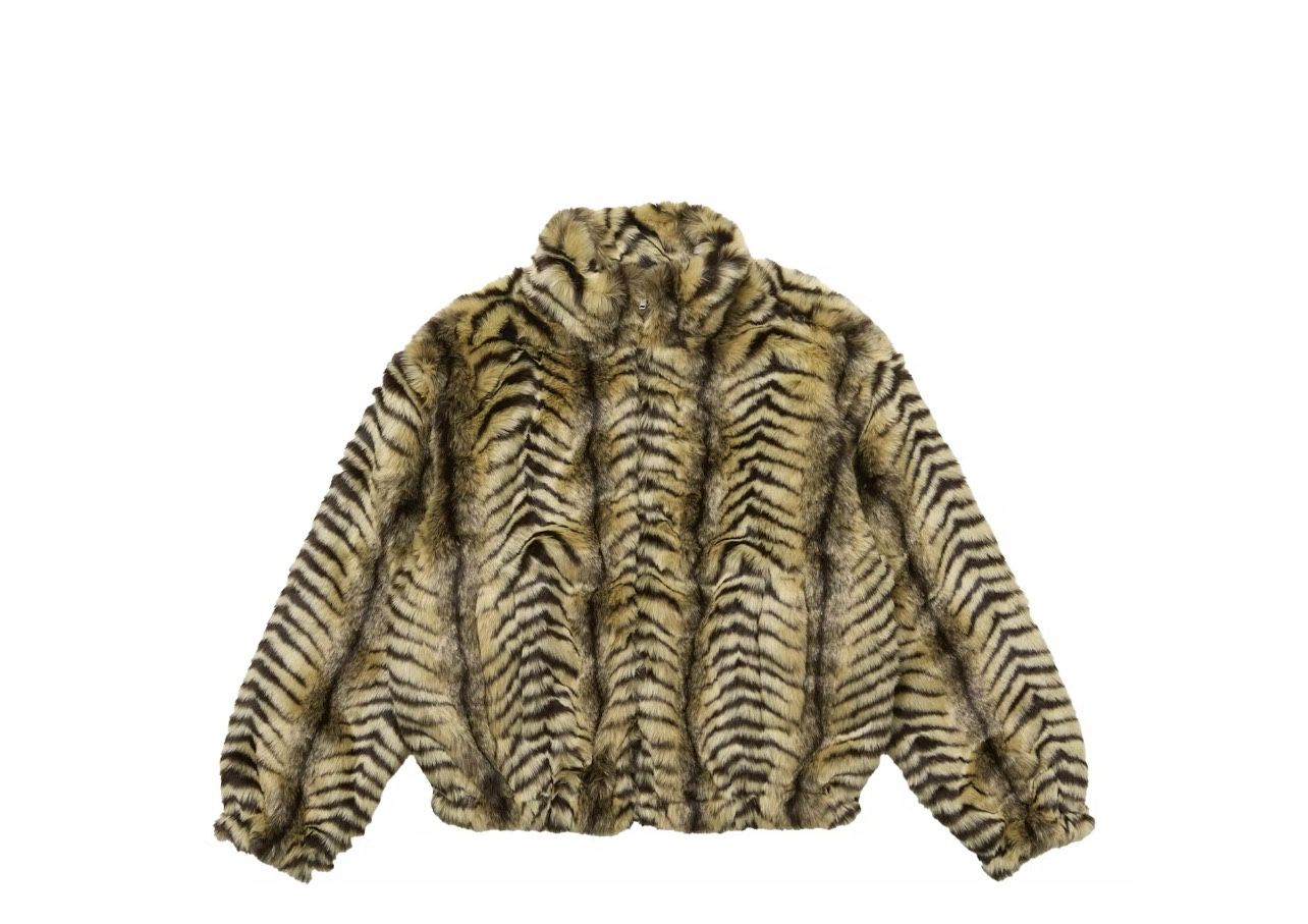 SUPREME Faux Fur Windstopper Bomber Jacket Size XL Tan Zebra