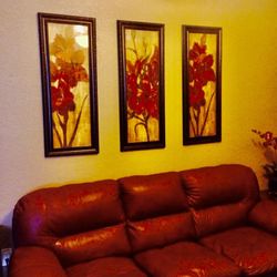 Full  Size Red Leather Sleeper sofa