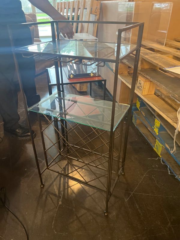 Metal Wine Rack with Glass Shelves
