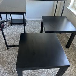 Black Office Desk And Side Tables 