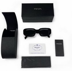 Prada Black Rectangle Sunglasses with Full Set