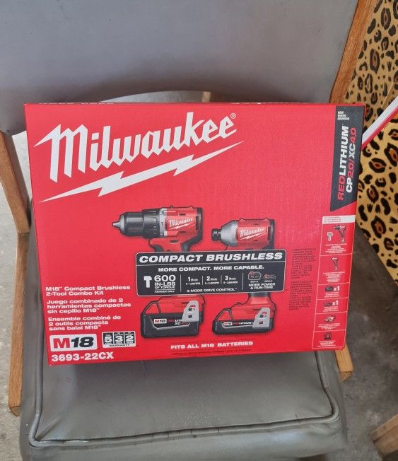 Milwaukee 3693-22CX M18 18V 2 Compact Brushless Cordless Tool Combo Kit