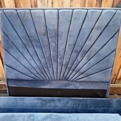 Blue Bed Frame With Head Board