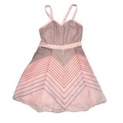 Minuet Miss Pink Sheer Striped A Line Dress Size Medium, 