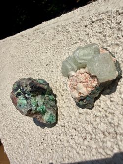 Natural Green Apophyllite & Mixed Zeolite Crystal Specimens – Set of 2