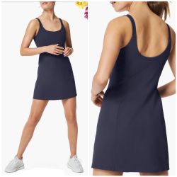 NWOT Spanx “Get Moving” Easy Access Ribbed Straight Mini Dress Dark Storm XL