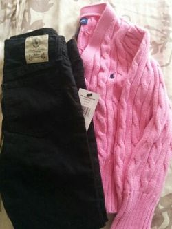 brand new pair of Ralph Lauren Polo jeans size six and a excellent condition ralph lauren polo sweater girls size 5 both for $35