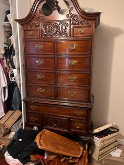 Beautiful tall cabinet with glass shelves