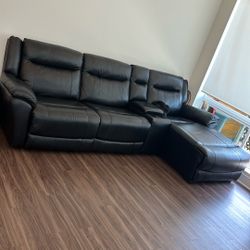 Black Leather Reclining Couch 