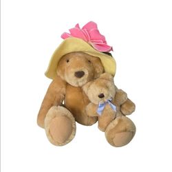 Hallmark Bearnadette Cuddlesworth & Baby Fuzzmore Plush Stuffed Mama Bear Vtg 9"
