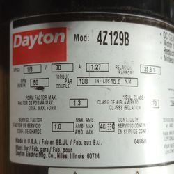 Dayton Model 4Z129 DC Gear Motor 50 RPM  1/8 hp 90VDC