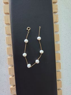 Pulseras de oro 14k perlas naturales