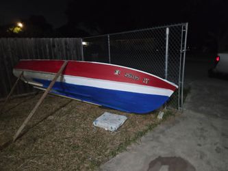 Fiberglass Speedboat Red White and Blue