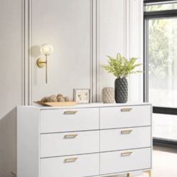 Brand New 6-Drawer White/Gold Dresser