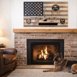 Wood-Burned American Flag with Aircraft – Aviation & Military Wall Art