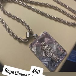 Rope Chain + pendant gold Plated 