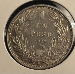 🇨🇱 1927 Chile Un Peso  Silver Coin