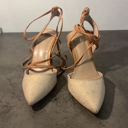 Cute Beige Brown Heels