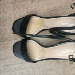 Aldo Black Open Toe Heels Sandals- Size 6
