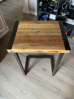 Industrial Wood and Metal Side Table