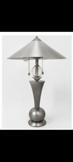 Art Deco Style Silver Metal Table Lamp