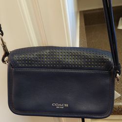 Coach Penny Legacy Navy & Citrine Leather Cross-Body Shoulder Handbag