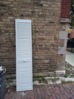 White Louvered Cabinet Door with Knob