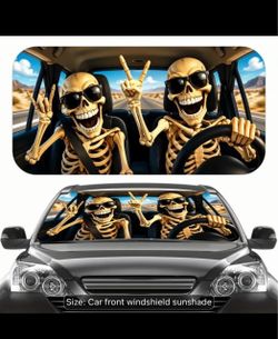 Car Windshield sunshade, Halloween skull