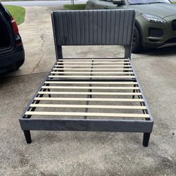 Full Size Gray Velvet Bed Frame 