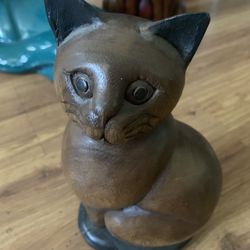Wooden Cat Sculpture