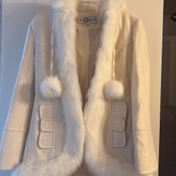 Donatella Shearling Sherpa Faux Fur Wool Coat 