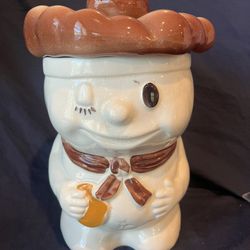 Vintage Winking Bobby Baker Cookie Jar Brown Hat Dough Boy