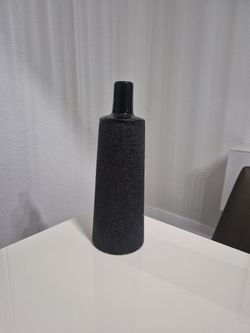 Black Ceramic Bottle Vase Textured Finish