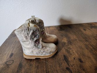 Girls Western Boots Silver Sz 5 Baby Girl Trimfoot Champagne Cowgirl