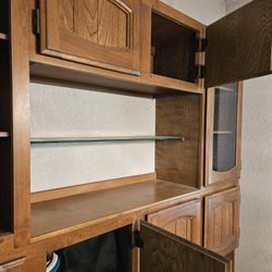 Hutch With Glass Doors And Shelf
