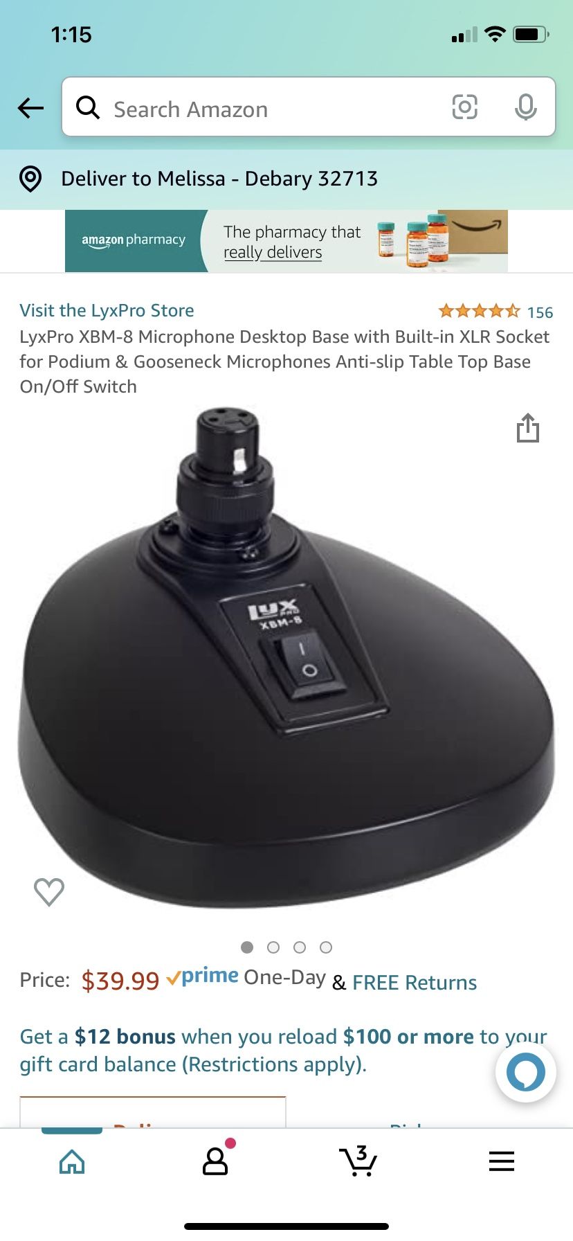 LyxPro XBM-8 Microphone Desktop Base with Built-in XLR Socket for Podium & Gooseneck Microphones Anti-slip Table Top Base On/Off Switch