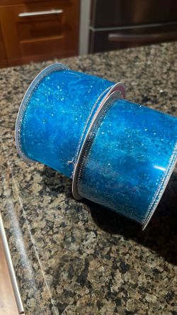 Blue Glitter Wired Ribbon