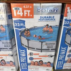 Bestway Steel Pro MAX 14' x 33" Round Above Ground Pool Set | Includes 530gal Filter Pump