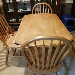Round Table With Fold Down Sides Plus Three  Chairs. 