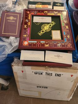 Franklin Mint Monopoly Wooden Board Game Complete Set With Box Never Used