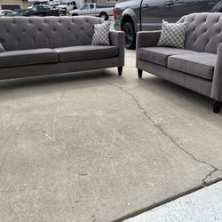Macys Gray Tufted Couch And Loveseat 