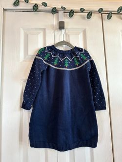 Hanna Andersson Fair Isle Tree Holiday Sweater Dress
