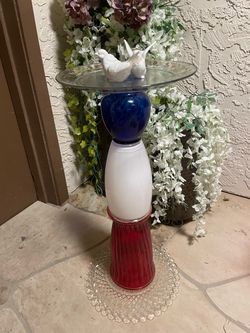 Red white and blue patriotic Birdbath MV