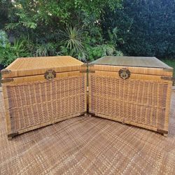XL Vintage Rattan Trunks 