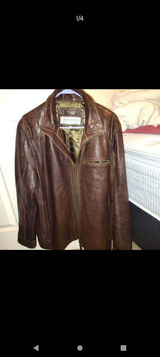 Brown leather jacket 