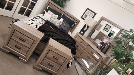 New taupe 4 pieces queen bedroom set