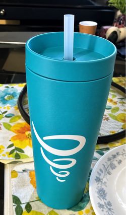 Jamba Juice Teal Refillable Tumbler Cup with Straw