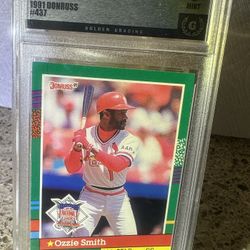 1991 Donruss Ozzie Smith #437 Yellow Stripe Bottom Right Border  Mint Grade 9
